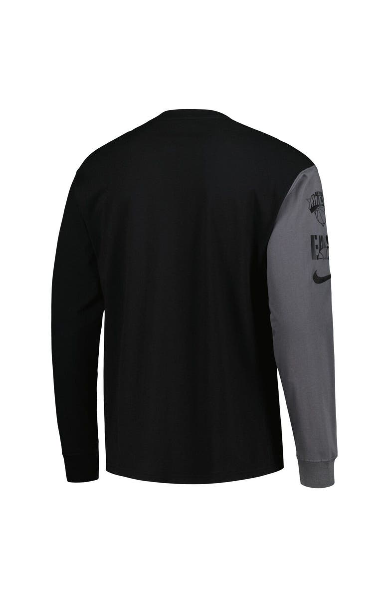 Nike Men's Nike Black New York Knicks Courtside Versus Flight MAX90 Long Sleeve T-Shirt, Alternate, color, 