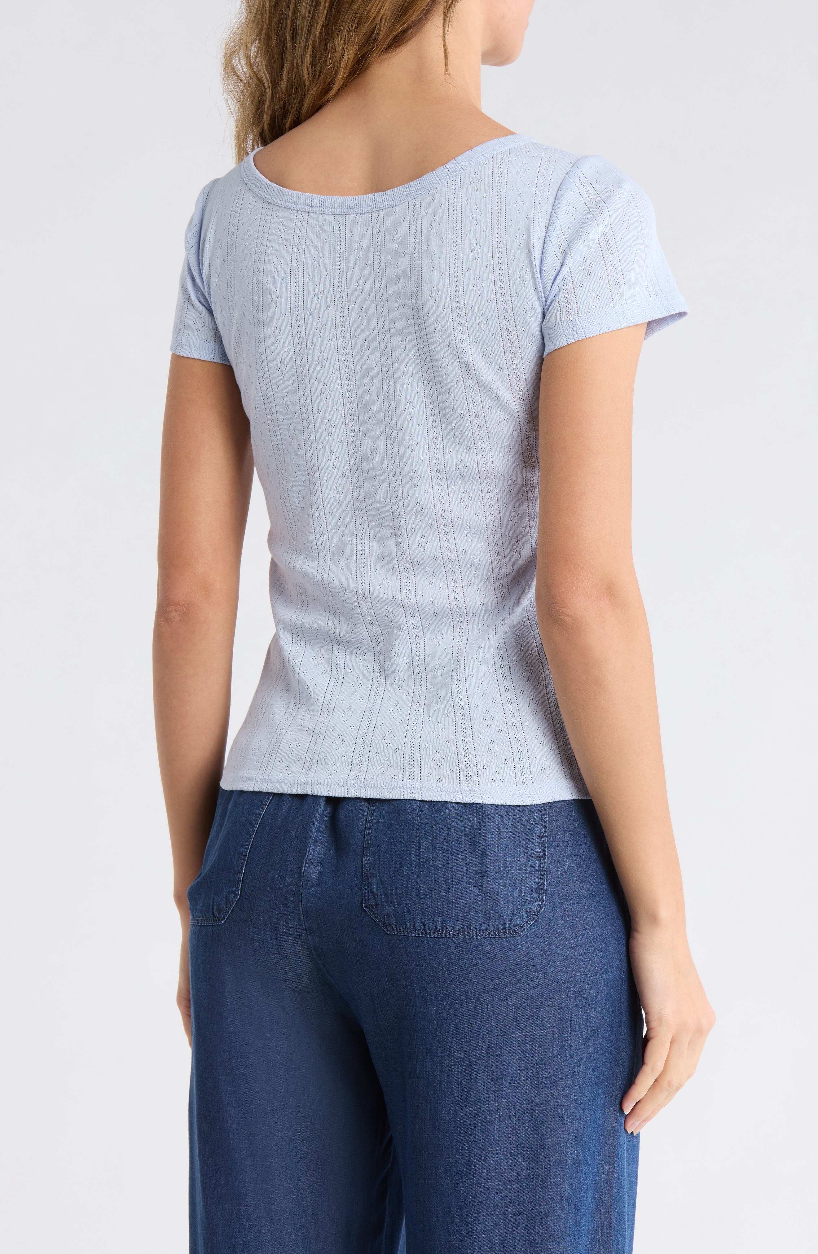 Boat Neck Pointelle T-Shirt - image 4