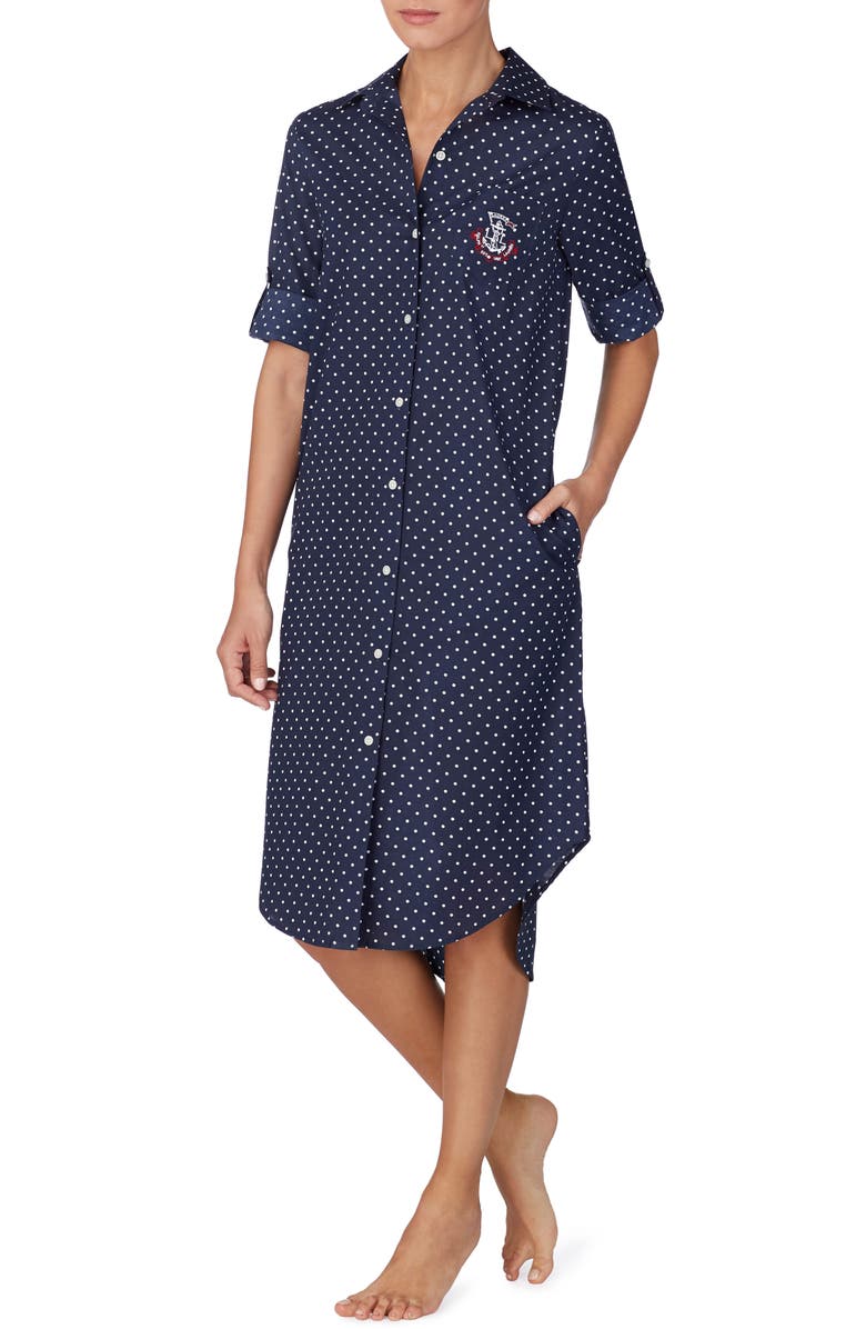 Lauren Ralph Lauren Polka Dot Sleep Shirt, Main, color, 