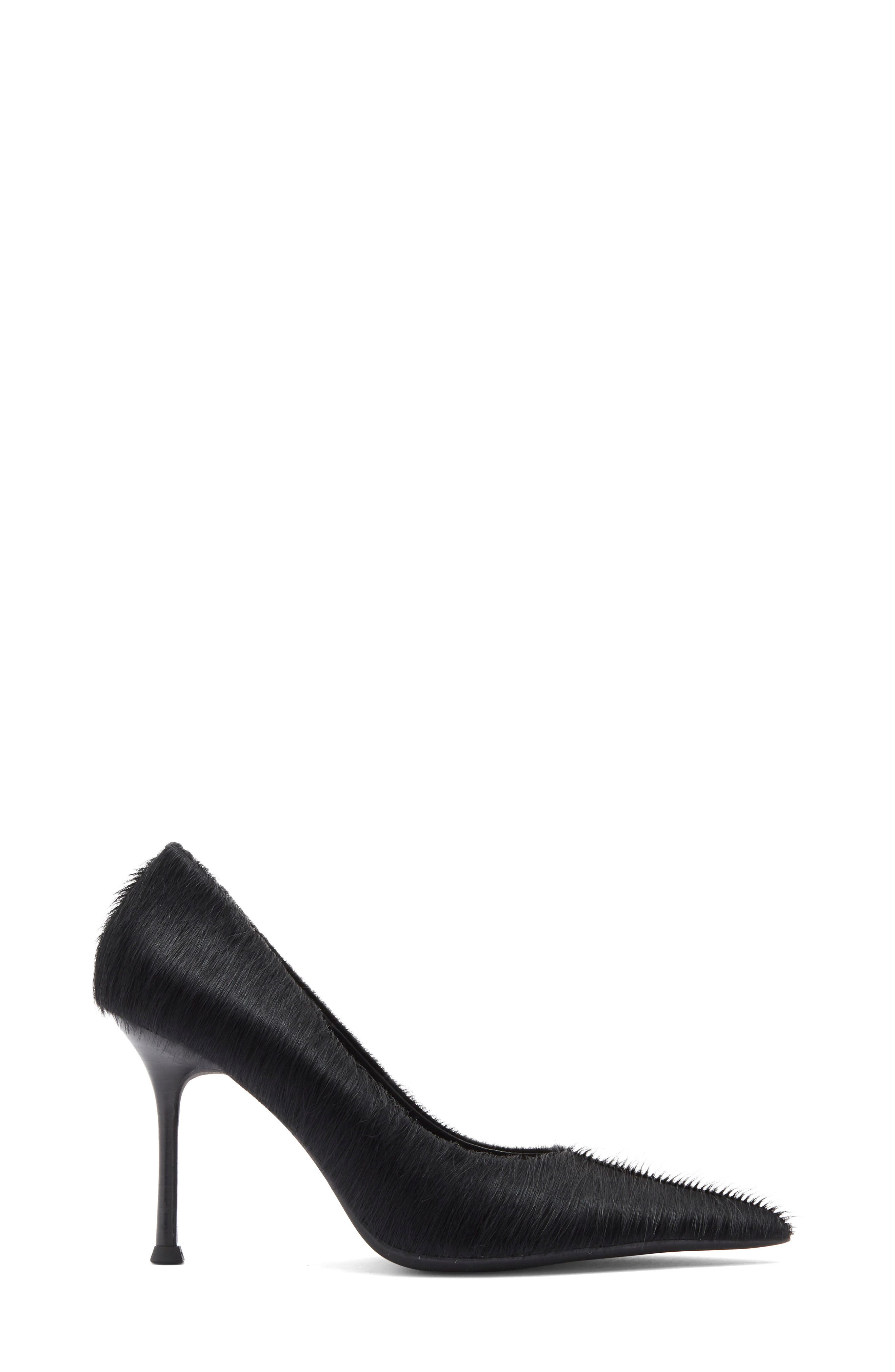 Jeffrey Campbell Genuine Calf Hair Pointed Toe Pump, Alternate, color, Black Longhair