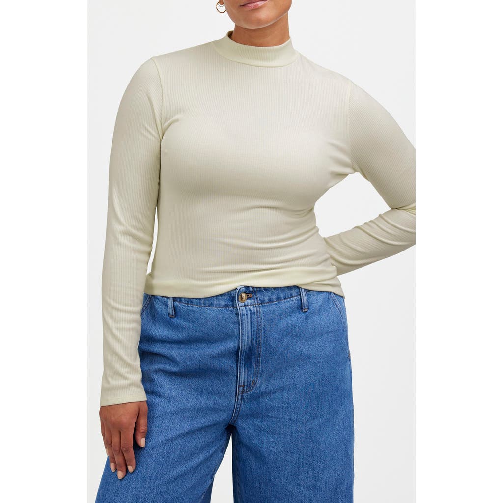 Madewell Drapey Rib Mockneck Top In Winter White