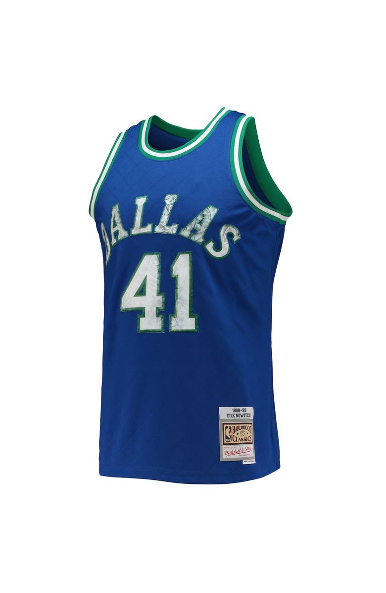 Mitchell & Ness Men's Mitchell & Ness Dirk Nowitzki Blue Dallas Mavericks 1998-99 Hardwood Classics 75th Anniversary Diamond Swingman Jersey, Alternate, color, 