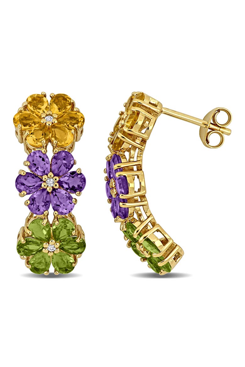 Amethyst, Citrine & Peridot Floral Drop Earrings, Main, color, MULTI