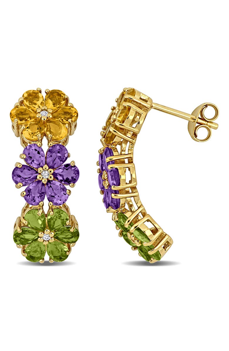 DELMAR Amethyst, Citrine & Peridot Floral Drop Earrings, Main, color, Multi
