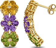 DELMAR Amethyst, Citrine & Peridot Floral Drop Earrings