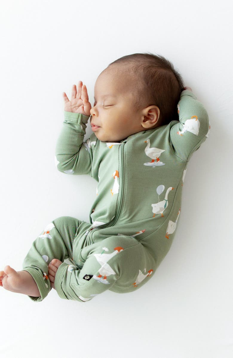 Kyte BABY Silly Goose Zip-Up Romper, Alternate, color, Silly Goose