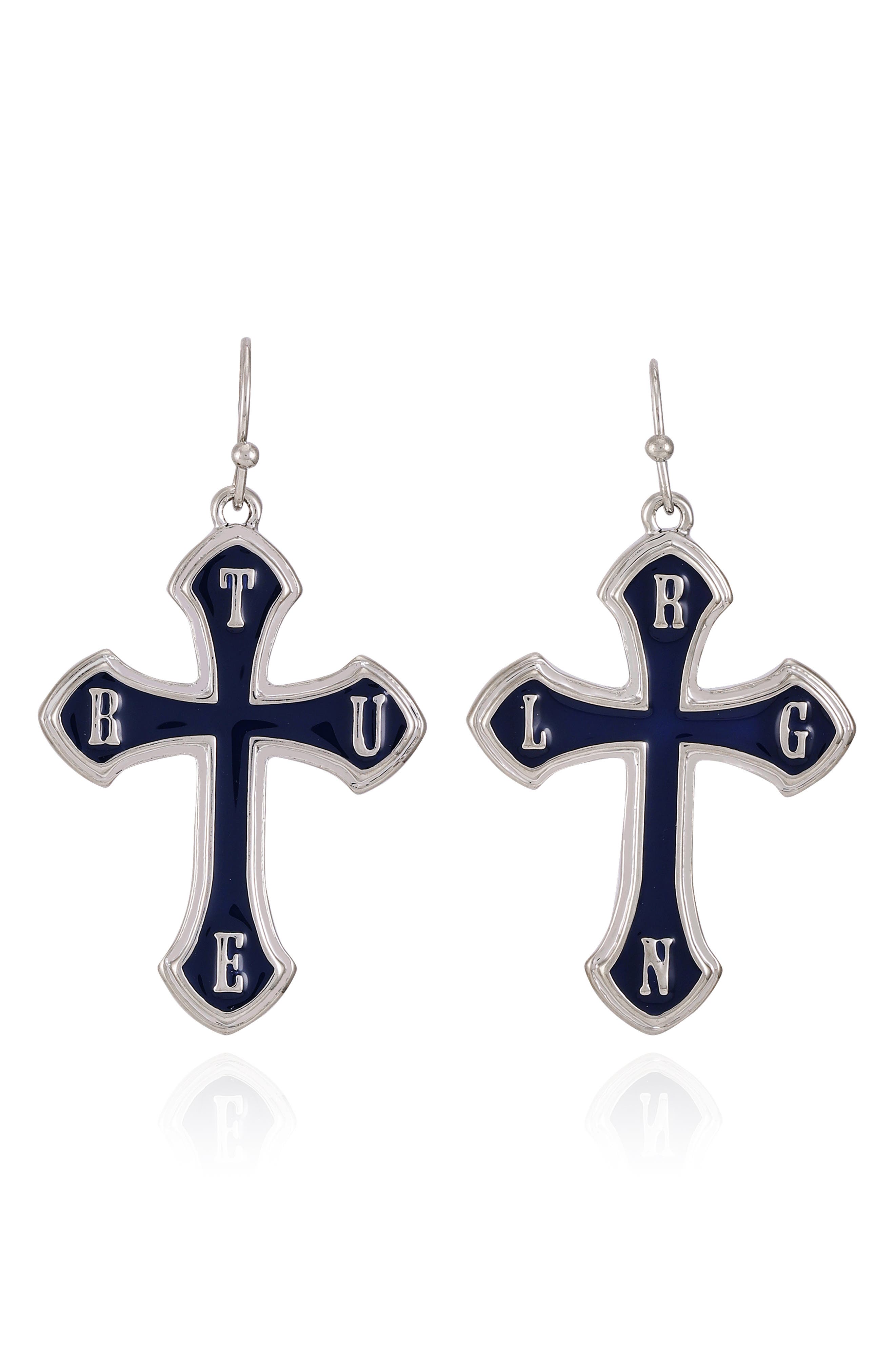 True Religion Logo Cross Drop Earrings (Women) | Nordstromrack