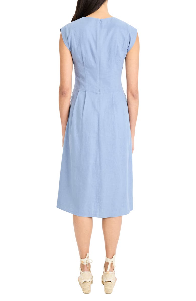 Maggy London V-Neck Cap Sleeve Fit & Flare Midi Dress, Alternate, color, Infinity Blue