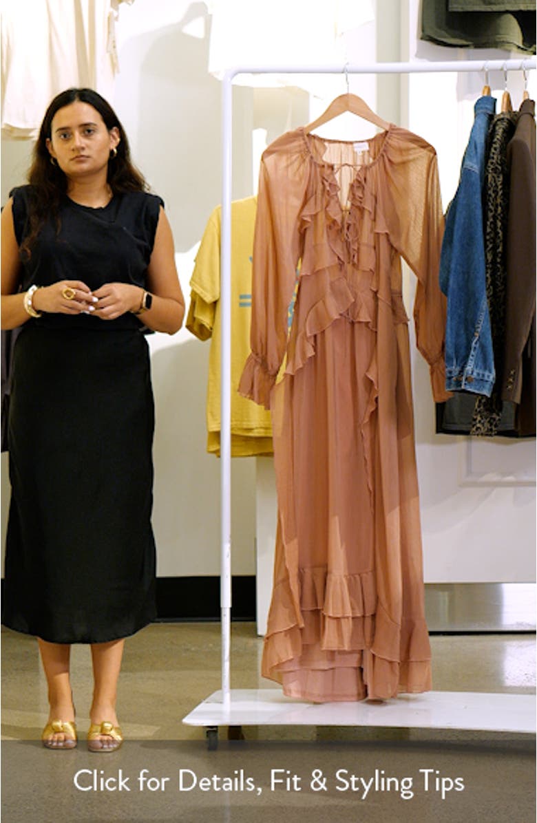 Ruffle Detail Long Sleeve Maxi Dress, sales video thumbnail