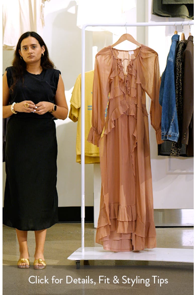 Ruffle Detail Long Sleeve Maxi Dress video