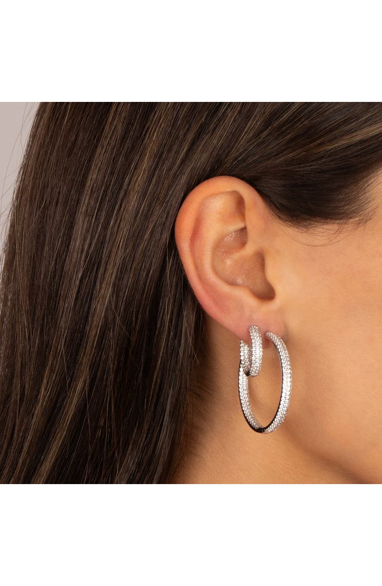 BY ADINA EDEN CZ Classic Pavé Hoop Earring, Alternate, color, Silver - 18 Mm