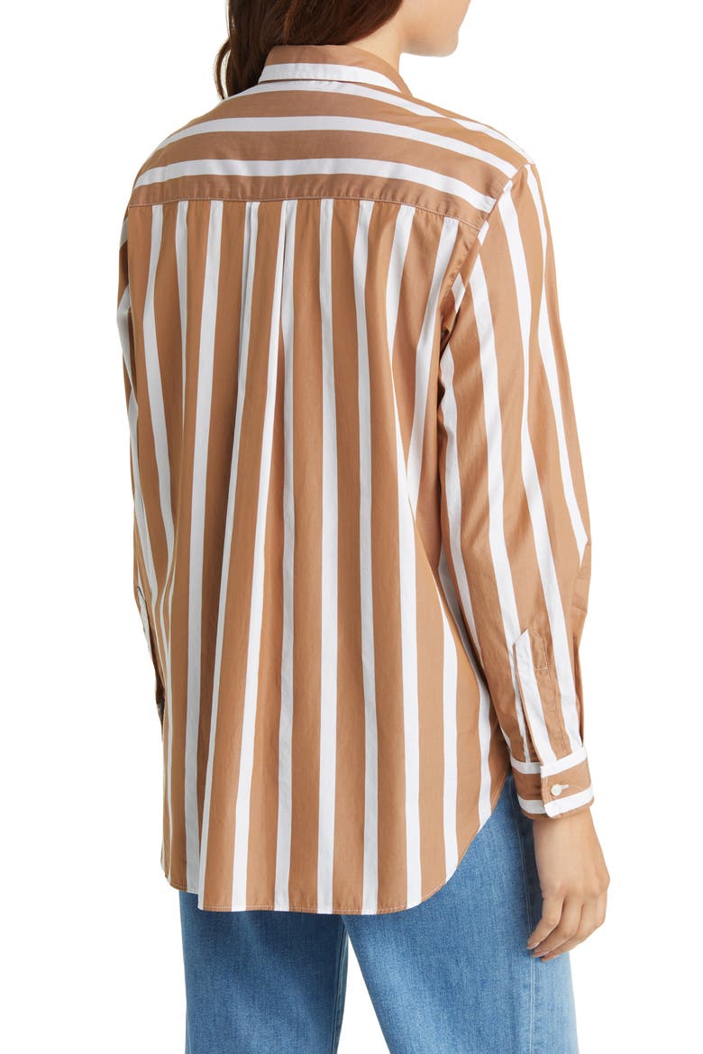 Joedy Stripe Boyfriend Button-Up Shirt, Alternate, color, WIDE CAMEL STRIPE