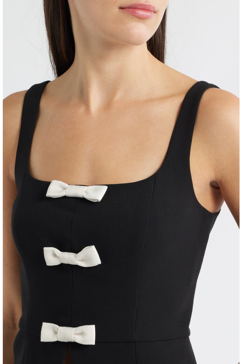Azra Bow Sleeveless Peplum Top, Alternate, color, BLACK-PORCELAIN CREAM