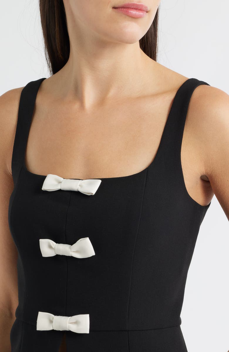 French Connection Azra Bow Sleeveless Peplum Top, Alternate, color, Black-Porcelain Cream