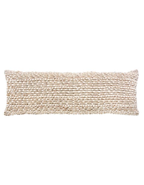 Natural Boucle Handwoven Pillow 14x40 with Down Insert