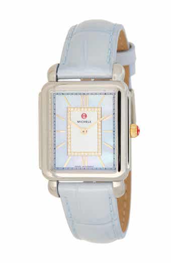 Deco II Diamond Mother-of-Pearl Leather Strap Watch, 26mm x 28mm