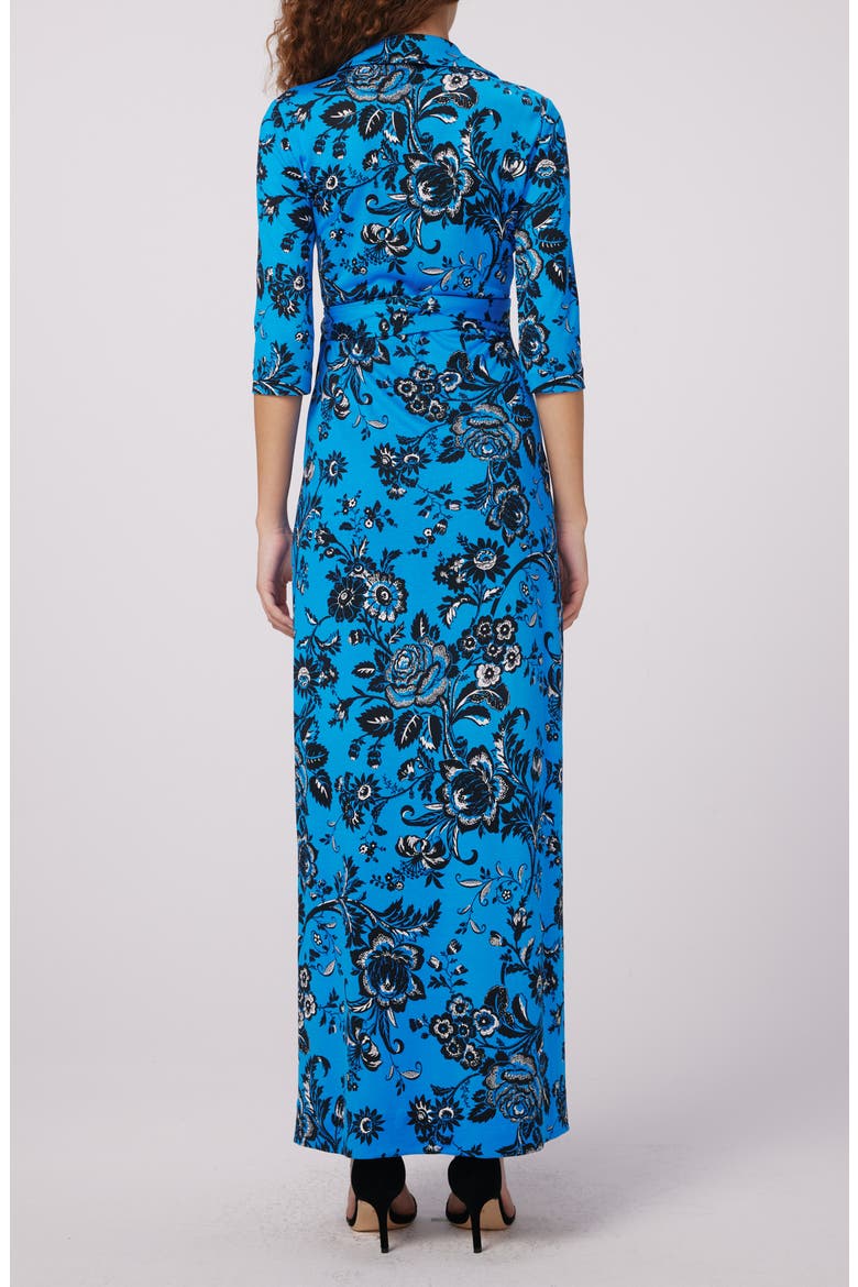 Abigail Floral Silk Wrap Maxi Dress, Alternate, color, NIGHT VINE BLUE LG