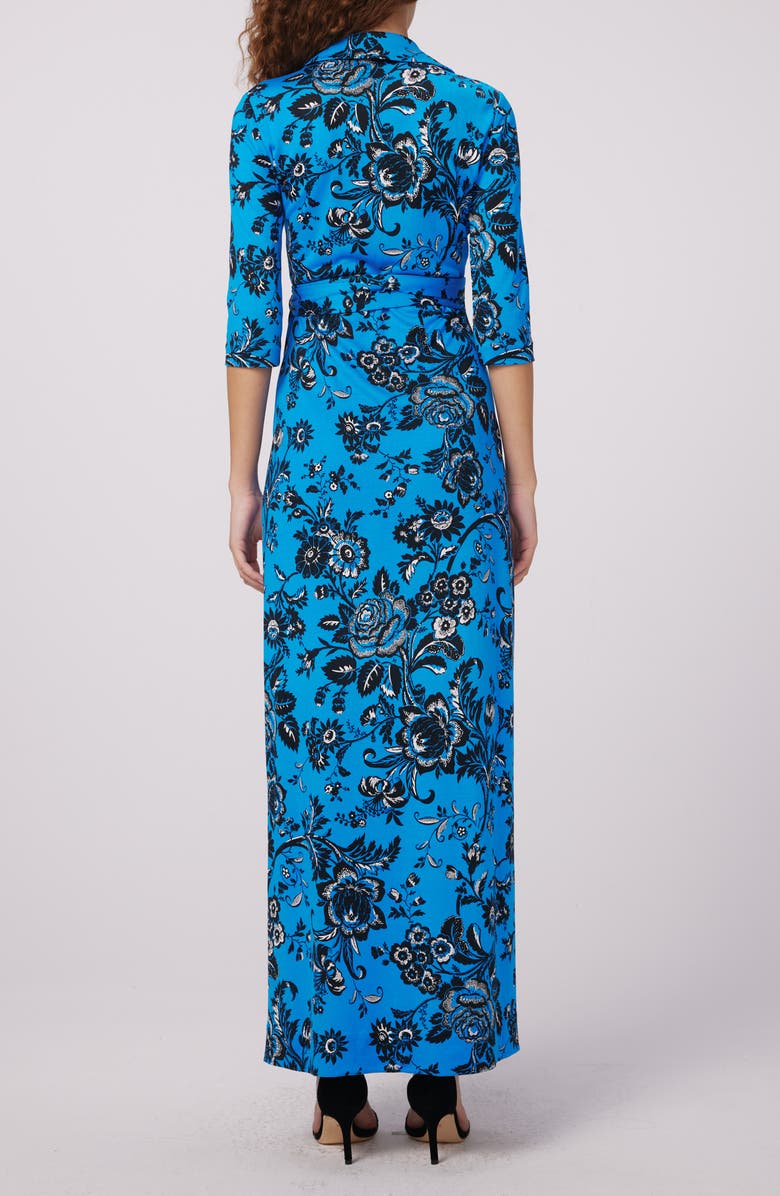 DVF Abigail Floral Silk Wrap Maxi Dress, Alternate, color, Night Vine Blue Lg