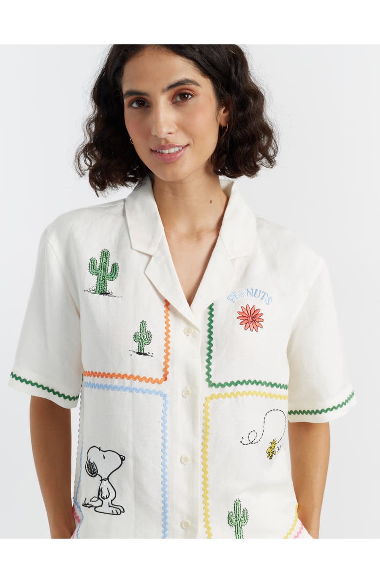 Chinti & Parker Linen-Cotton Peanuts Vacation Shirt, Main, color, Cream