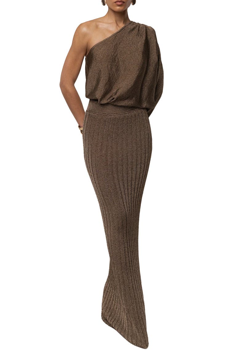 Resort Metallic Maxi Skirt, Alternate, color, Bronze