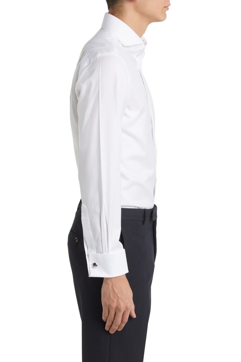 Non-Iron Twill Extreme Cutaway Slim Fit Double Cuff, Alternate, color, WHITE