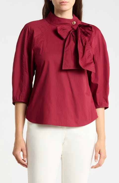 Tie Neck Puff Sleeve Top