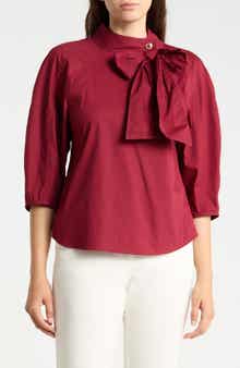 Tie Neck Puff Sleeve Top