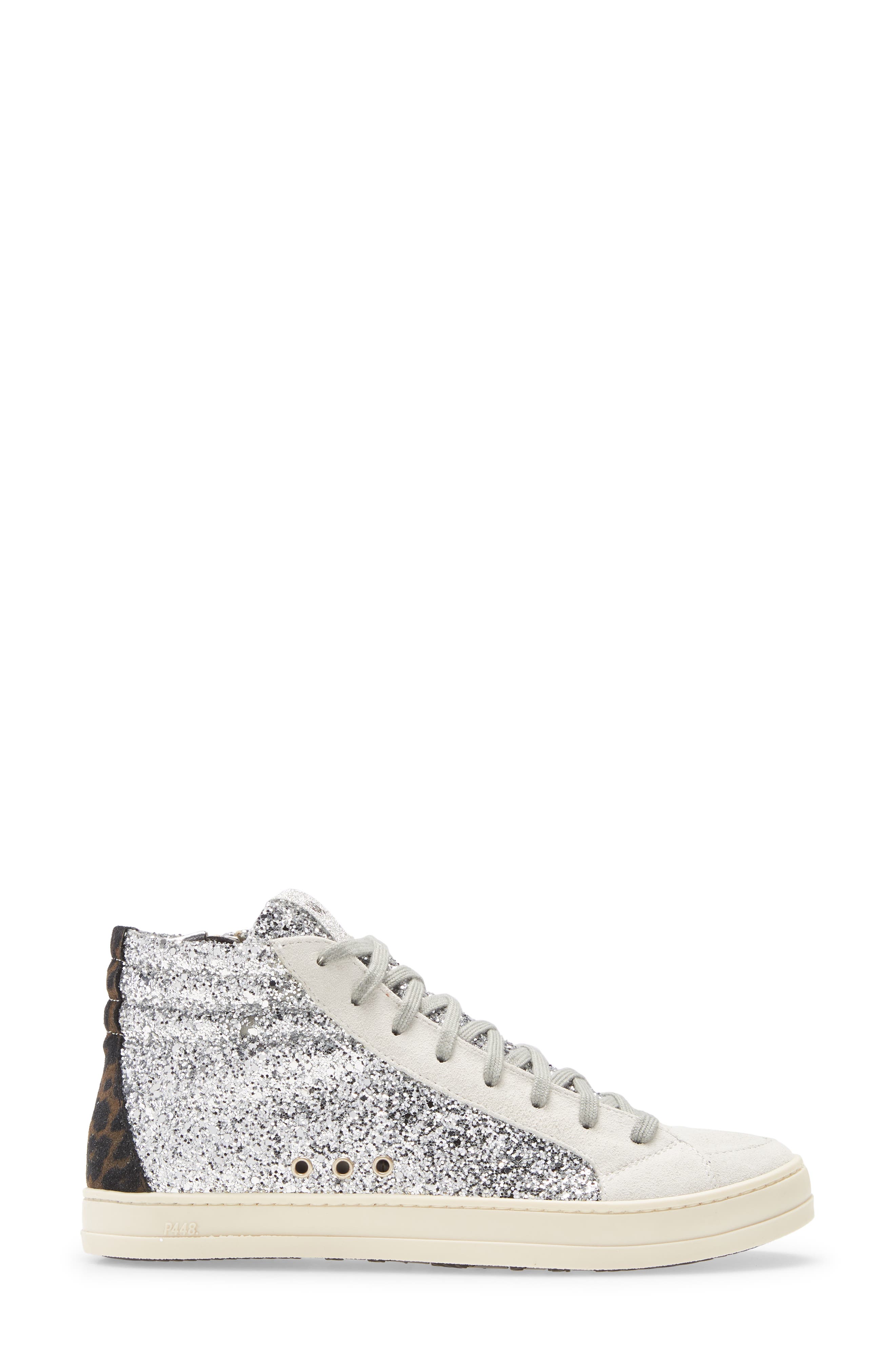 Skate Glitter High Top Sneaker, Alternate, color, SILVER GLITTER/ LEOPARD