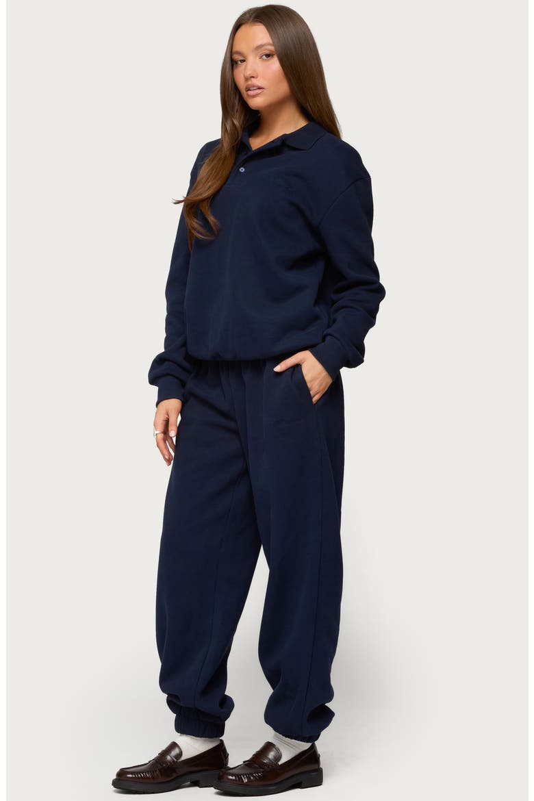 Jayce Oversized Polo Sweatshirt, Alternate, color, NAVY