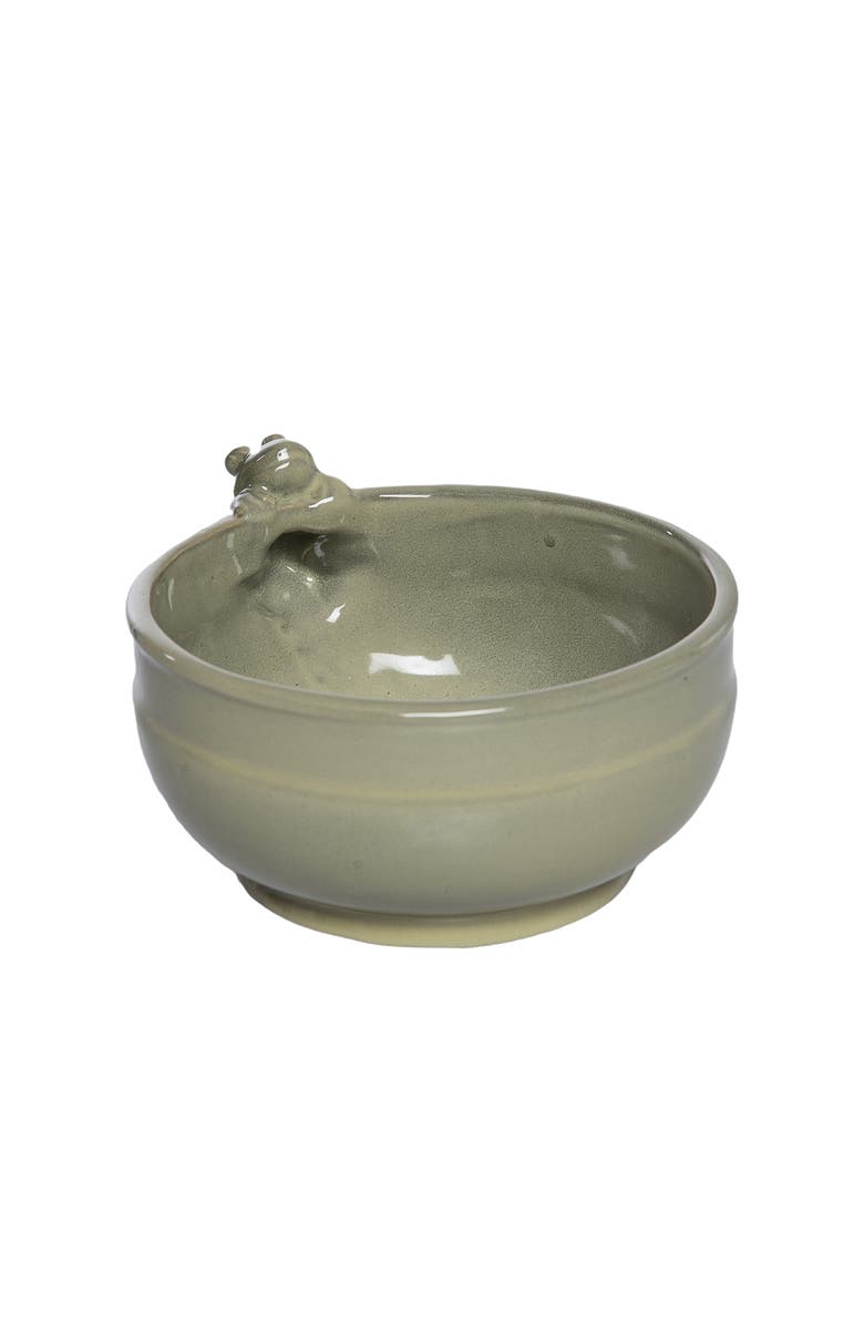 Transpac Ceramic Bowl with Frog Green for Spring Serving and Entertaining, Alternate, color, Green