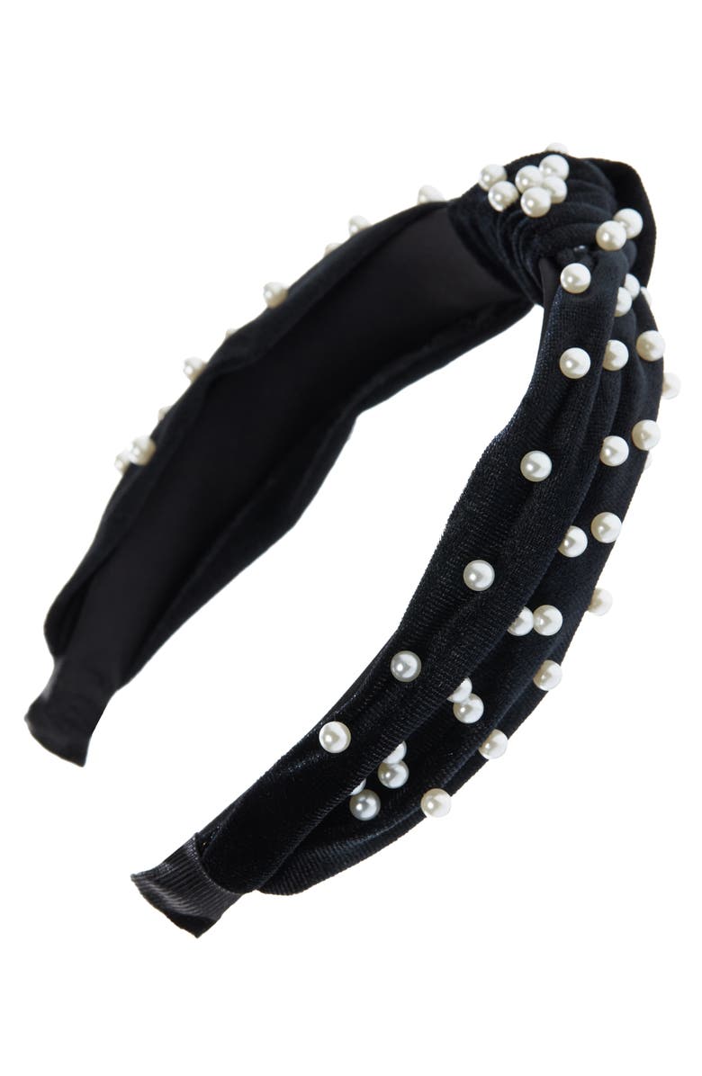 Tasha Imitation Pearl Top Knot Headband, Main, color, 