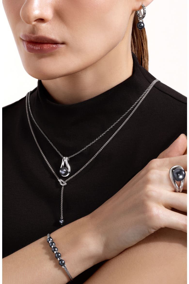 Surf Pendant Necklace, Grey Pearl, Alternate, color, SILVER GREY