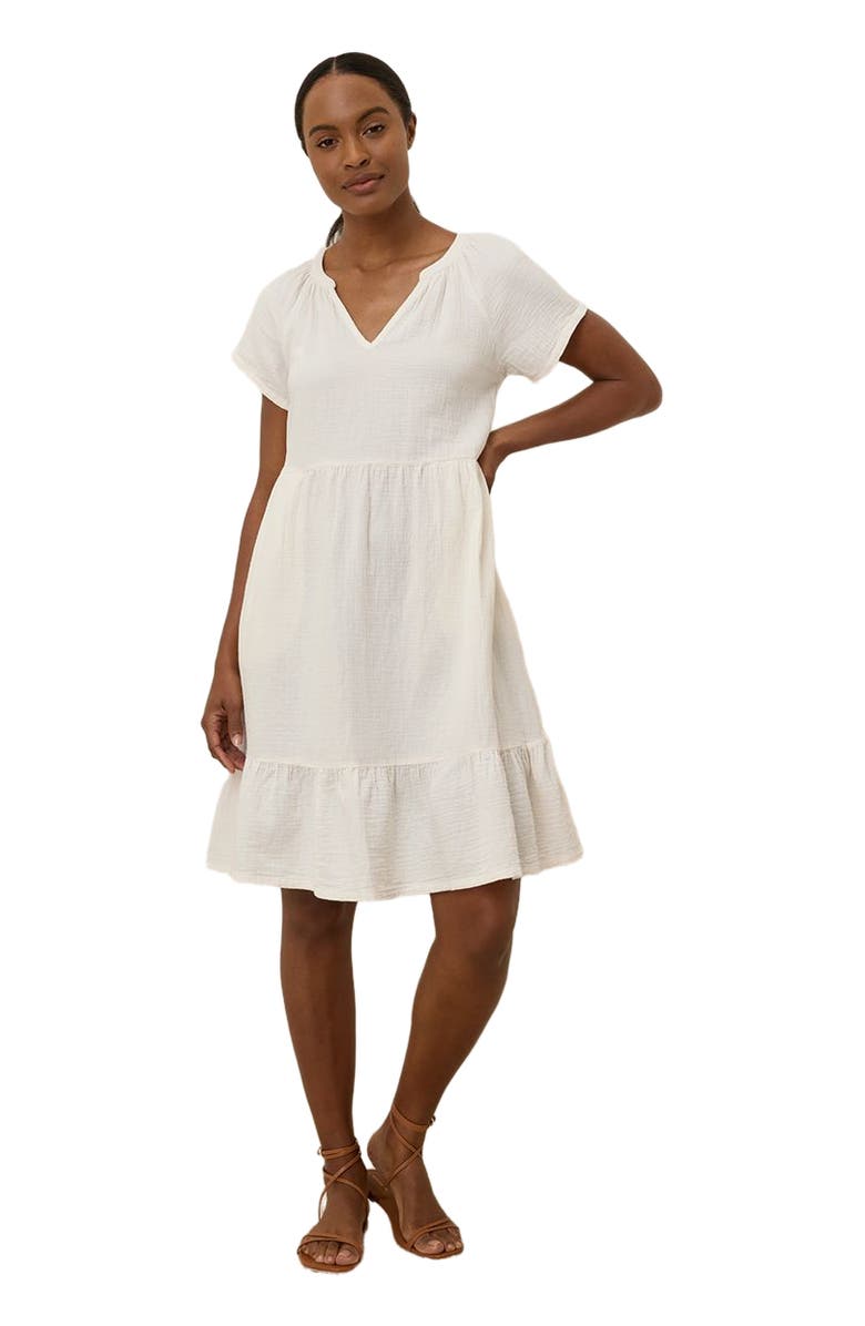 Pact Organic Cotton Coastal Double Gauze Breezy Dress, Main, color, Sea Salt