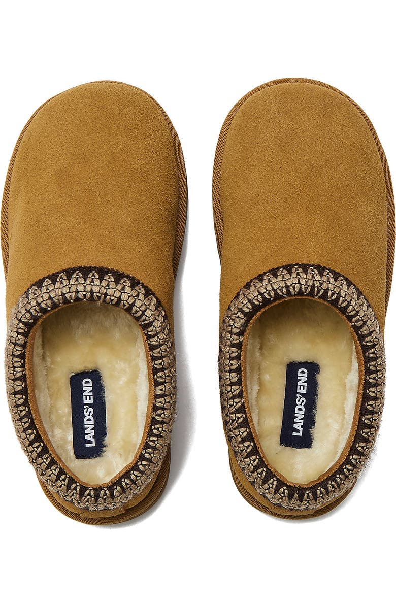Lands' End Kids Suede Hearth Slippers, Alternate, color, English Tan