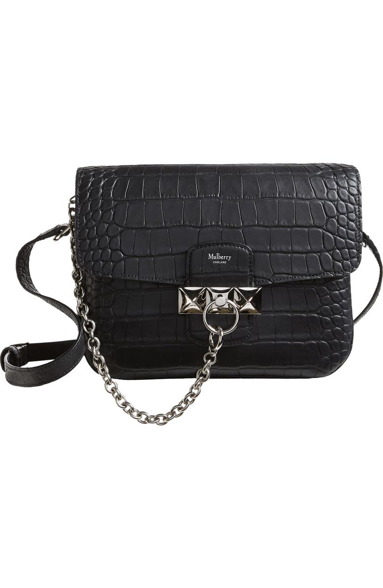 Mulberry Keeley Croc Embossed Leather Satchel, Main, color,