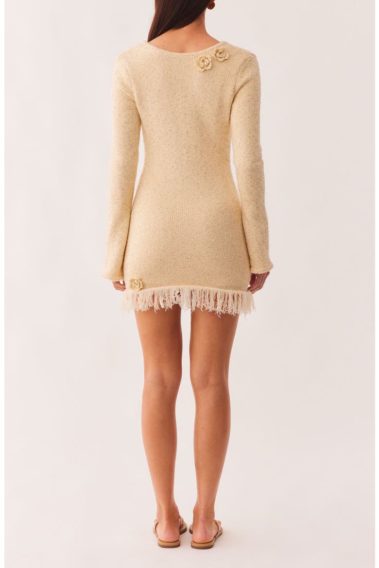 Monroe Reversible Long Sleeve Metallic Mini Sweater Dress, Alternate, color, CHAMPAGNE