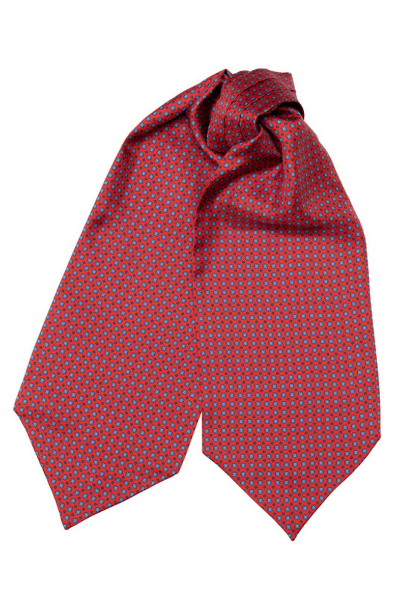Elizabetta Navona - Silk Ascot Cravat Tie for Men, Main, color, Red