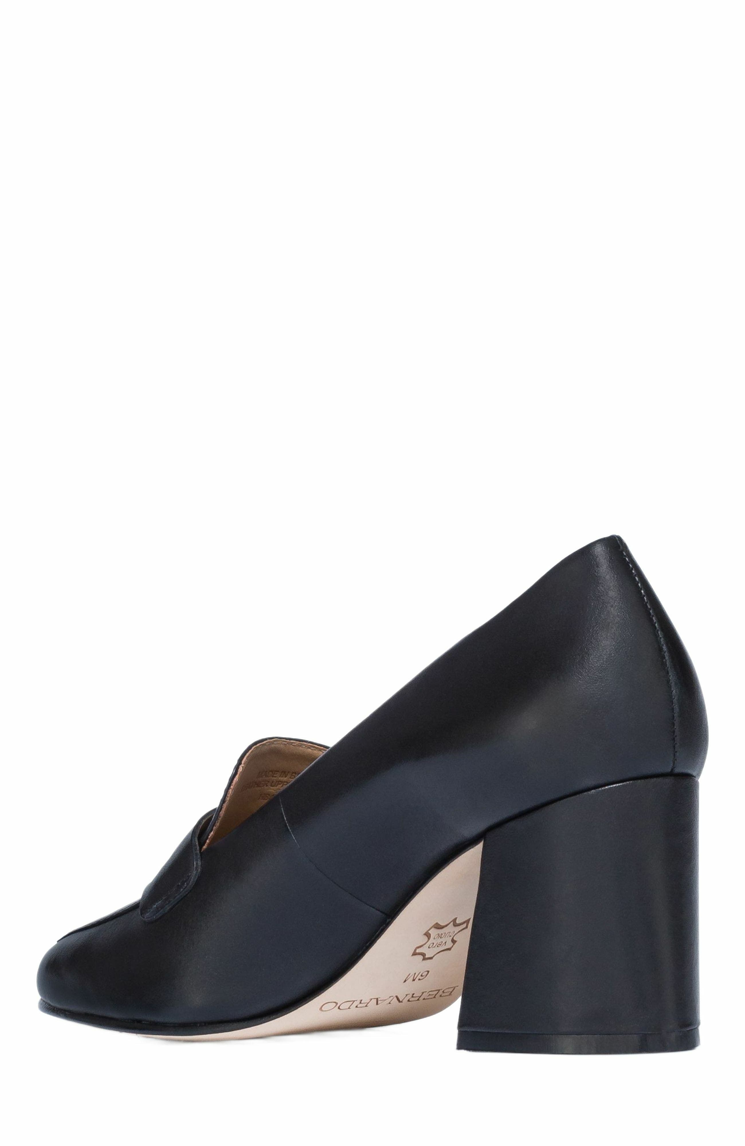 Bernardo Footwear Nessa Block Heel Loafer Pump, Alternate, color, Black
