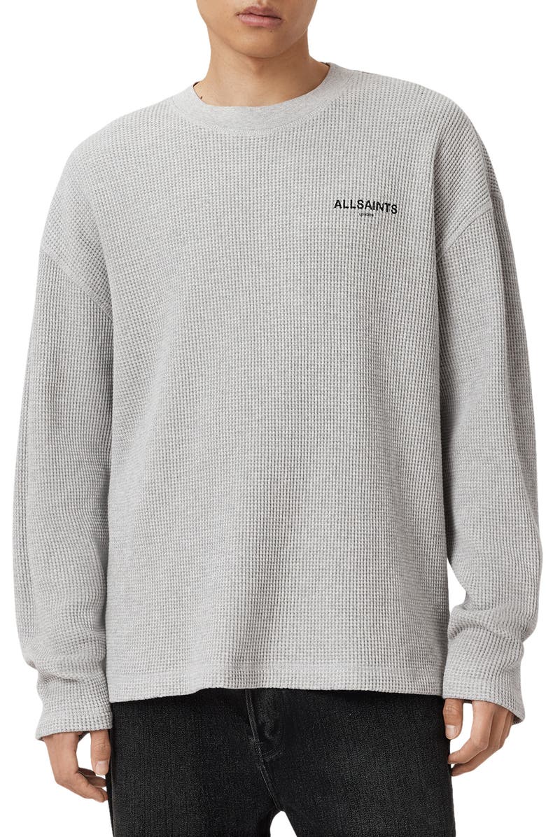 AllSaints Sect Waffle Knit Sweatshirt, Main, color, Light Grey Marl