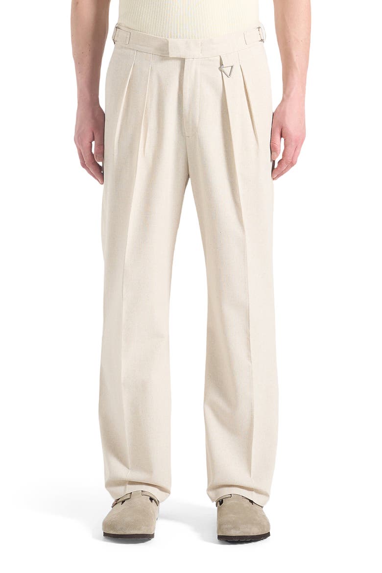 Pierre Relaxed Fit Linen Pleated Tailored Trousers, Main, color, Natural