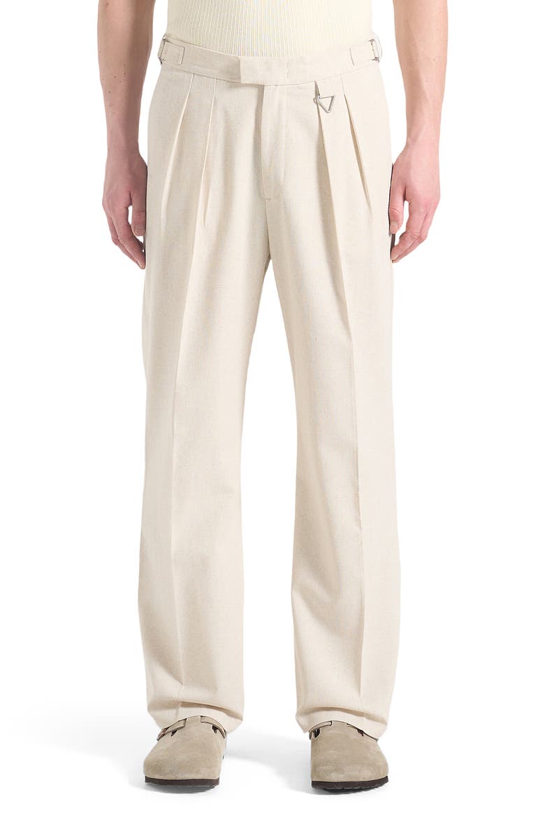 Manière De Voir Pierre Relaxed Fit Linen Pleated Tailored Trousers, Alternate, color, Natural