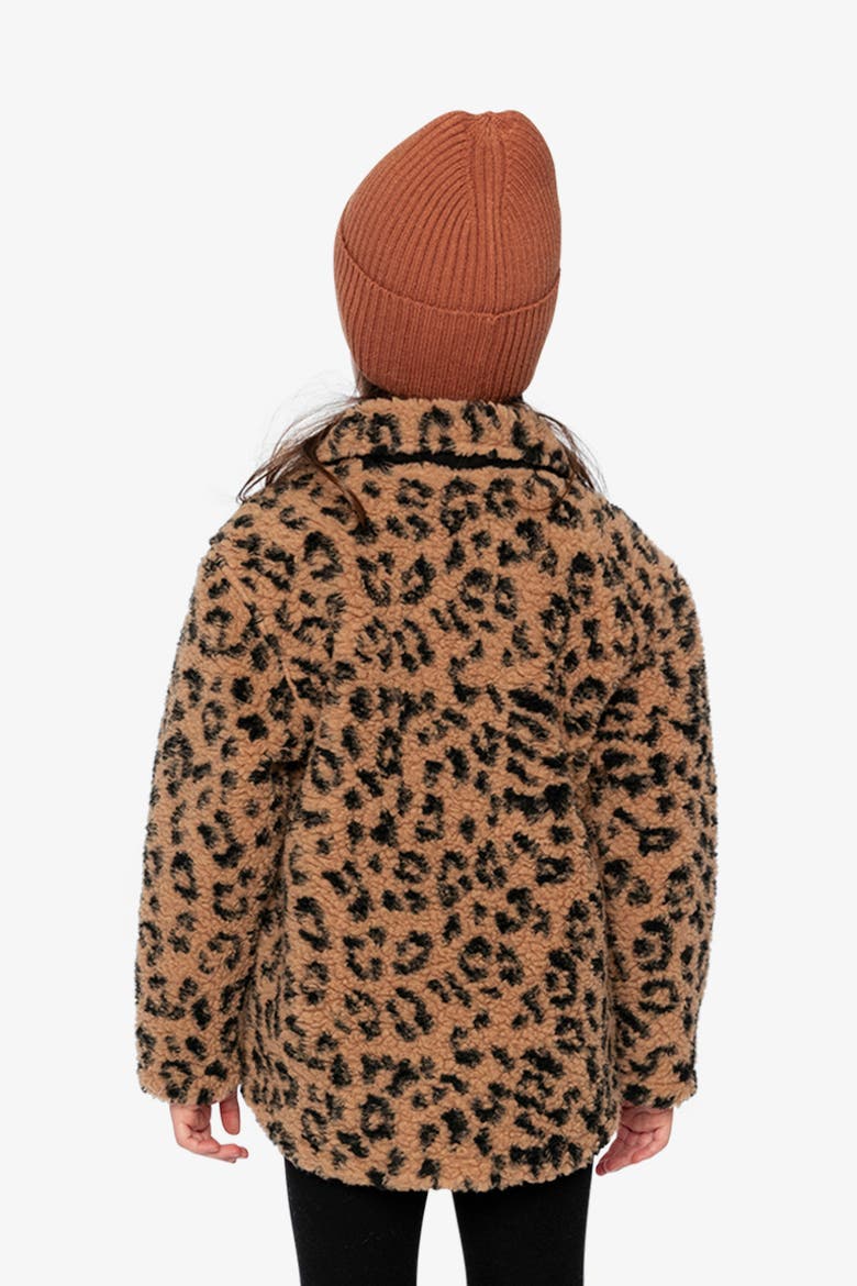 Zipped Fleece Chest Pocket Relaxed Overshirt, Alternate, color, Leopard Fur