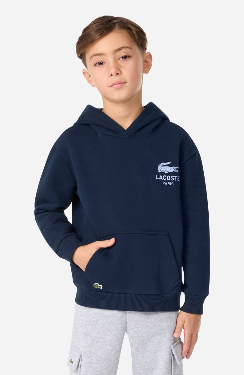 Lacoste Kids
 Logo Hoodie, Alternate, color, Marine