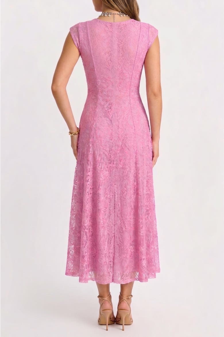 Shapewear Boho Floral Lace V Neck Resort Maxi Dress, Alternate, color, Rosy Pink