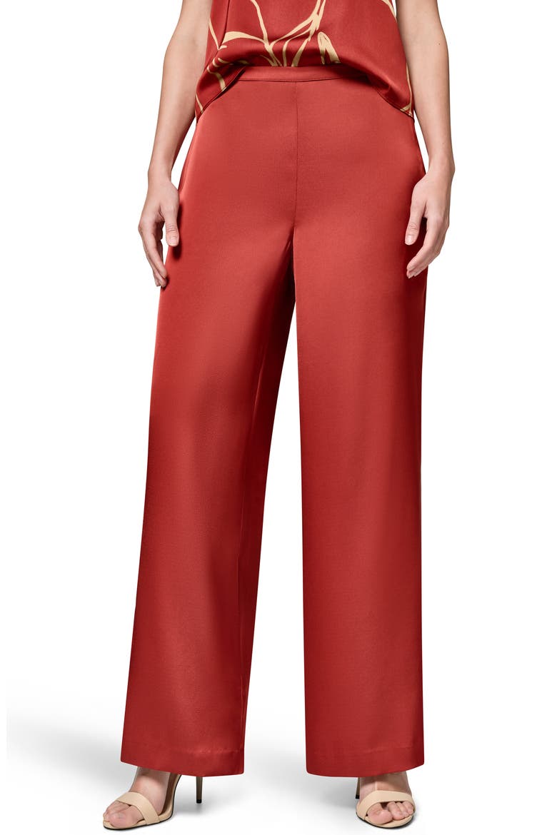 Wide Leg Satin Pants, Main, color, SUNBAKED