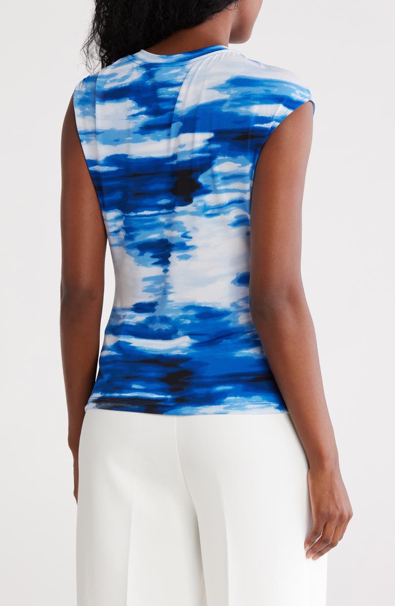 DKNY Twist Neck Knit Top, Alternate, color, Black/ Atlantic Blue