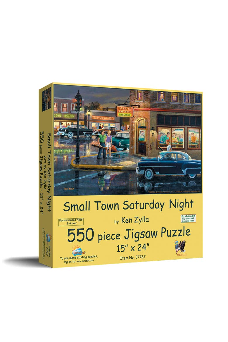 Small Town Saturday Night 550 piece Jigsaw Puzzle for Adults, Main, color, Multicolor