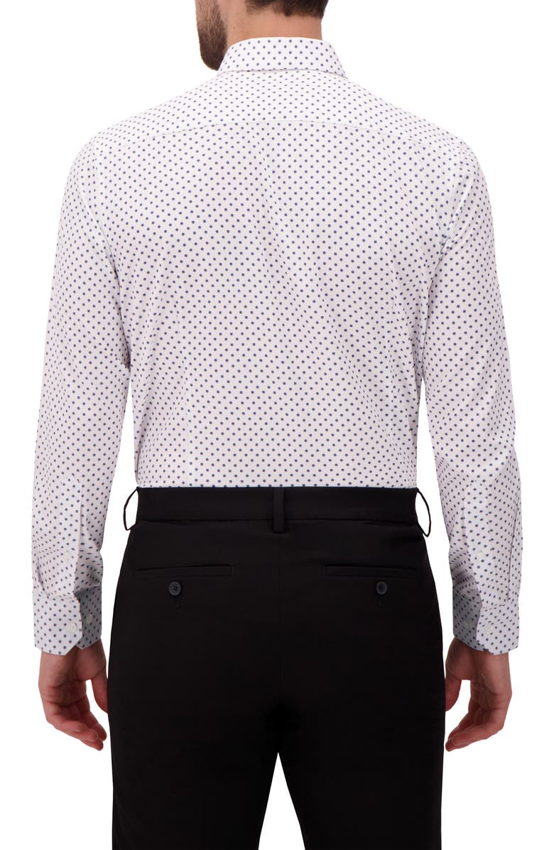 Report Collection Modern Fit Geometric Print 4-Way Stretch Button-Up Shirt, Alternate, color, 01 White
