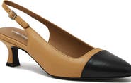 Lands' End Leather Slingback Cap Toe Kitten Heels