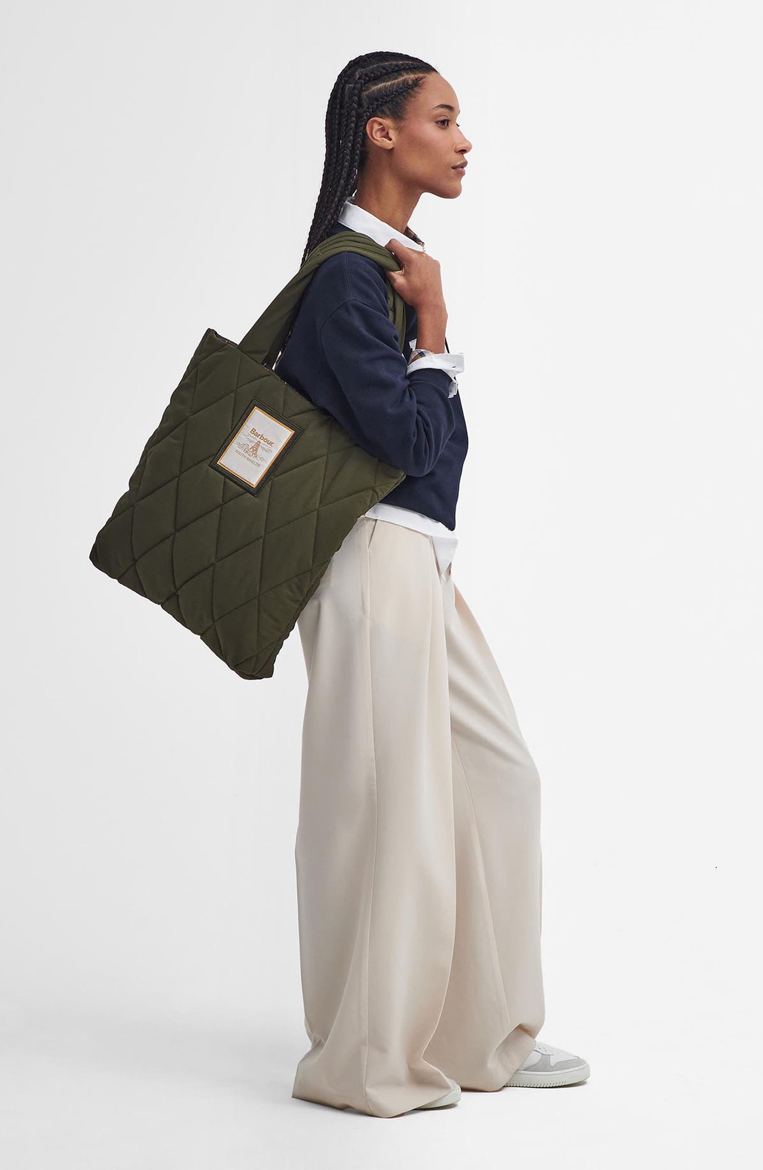 Barbour Mariah Diamond Quilted Tote Bag, Alternate, color, Olive